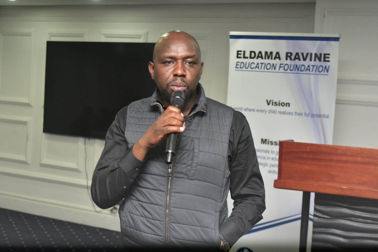 CS Kipchumba Murkomen speaking at EREF's 10-year anniversary fundraiser at Weston Hotel Nairobi